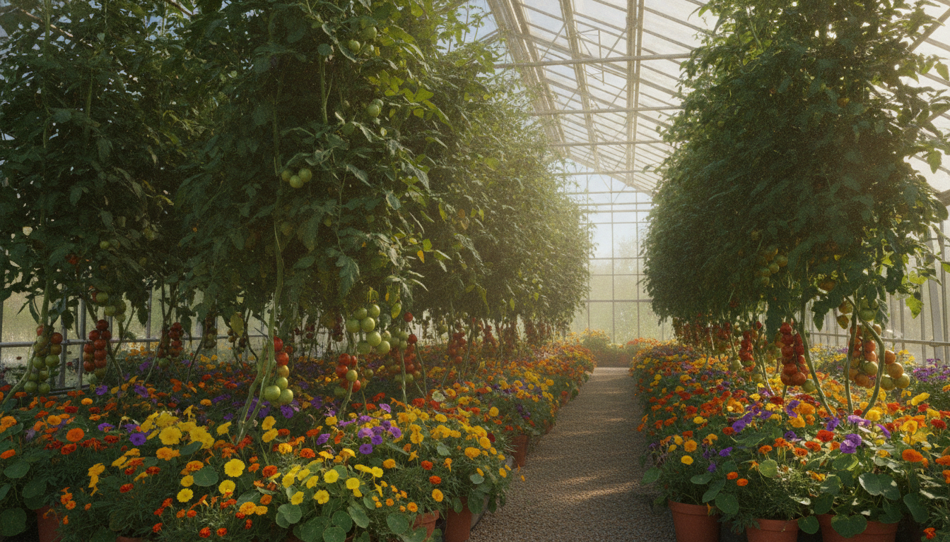 Greenhouse full of healthy plants