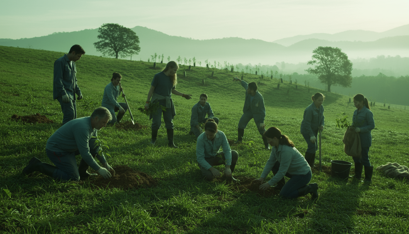 People working together with nature
